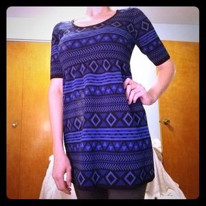Blue patterned sweater dress
